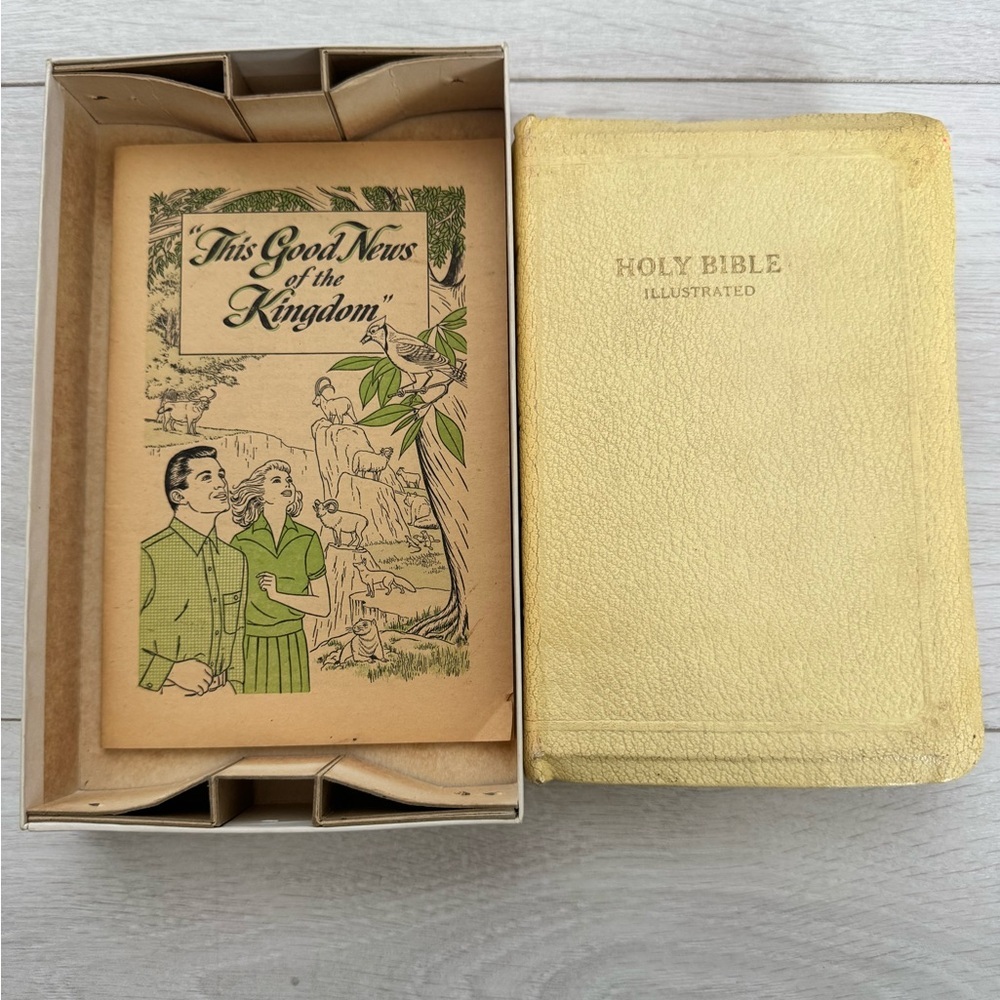 Vintage Illustrated King James Holy Bible in Box Gifted in 1962